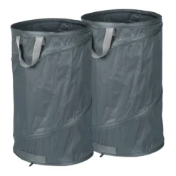 Hot Robust set med 2 popup-bladpåsar 120 l grå Trädgårdskorgar