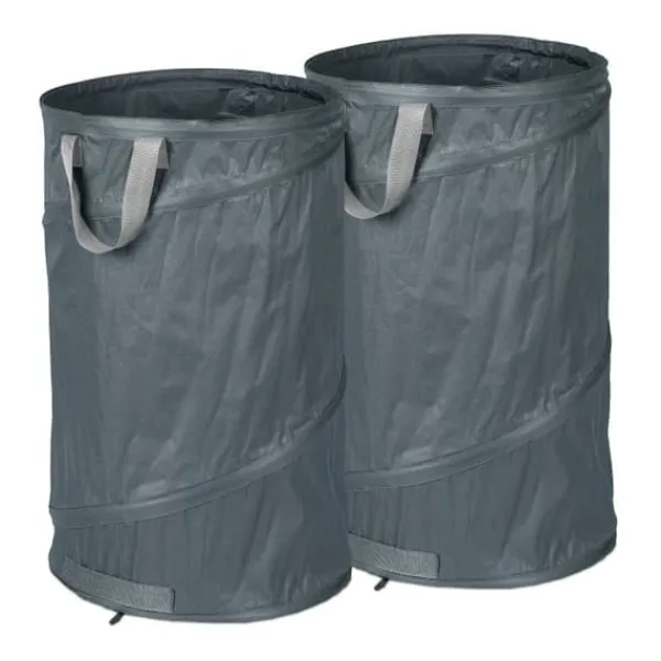 Hot Robust set med 2 popup-bladpåsar 120 l grå Trädgårdskorgar