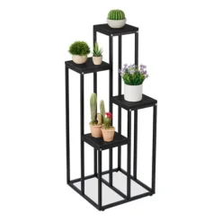 Discount Robust svart blomstertrappa med 4 hyllor Växtställ