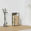 Hot Robust vedställ i olivgrön | Material: Kallvalsat stål | Storlek: 25x25x60 cm Tillbehör Till Vedeldade Kaminer & Öppna Spisar