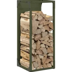 Hot Robust vedställ i olivgrön | Material: Kallvalsat stål | Storlek: 25x25x60 cm Tillbehör Till Vedeldade Kaminer & Öppna Spisar