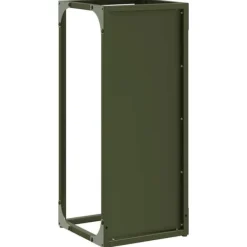 Hot Robust vedställ i olivgrön | Material: Kallvalsat stål | Storlek: 25x25x60 cm Tillbehör Till Vedeldade Kaminer & Öppna Spisar