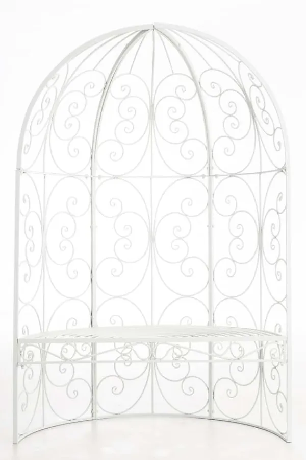 Romantisk halvpaviljong med bänk - Garden Pavilion - Hållbar järndesign | Färg: Vit
