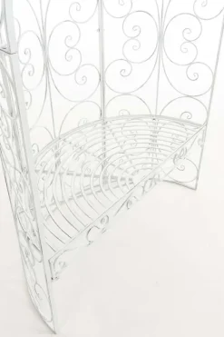 Best Romantisk halvpaviljong med bänk - Garden Pavilion - Hållbar järndesign | Färg: Antik vit Valvbågar, Spaljéer, Bersåer & Pergolor