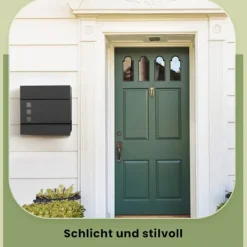 Clearance Rootz Black Mailbox - Letterbox - Postbox - Weather Resistent Protection - Galvanized Steel - 37 x 10,5 x 37 cm Postlådor & Brevlådor