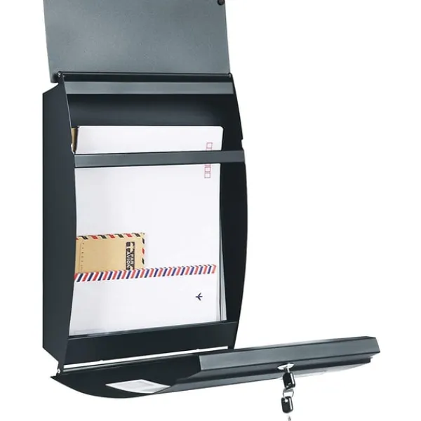 Discount Rootz brevlåda - Väggbrevlåda - Låsbar - Namnskyltshållare - Nycklar - Antracit - 32 x 10 x 45 cm Postlådor & Brevlådor
