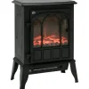 Sale Rootz elektrisk öppen spis - LED Flames - 1000/2000 W - Justerbar temperatur - Ljusstyrka - Metall - 39 x 23 x 56,5 cm Öppna Spisar