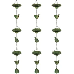 Rootz 3er Set Rain Chain - Drain Chain - Rainflow Chain - Corrosion -resistent - 123cm x Ø12cm för enkel trädgårdsdekoration Trädgårdsprydnader