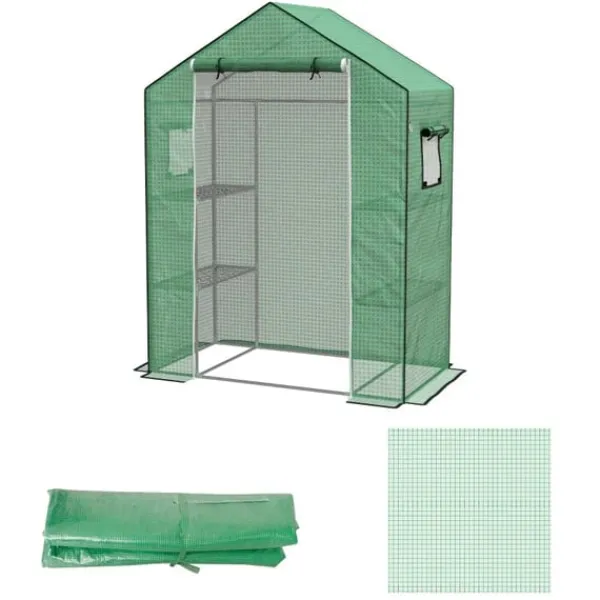 Rootz Ersättningsfilm Växthus - Rulldörr - Nätfönster - Polyeten - Grön - 143 x 70 x 190cm