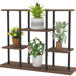 Best Rootz Flower Stand med 4 nivåer - 4 -stegs växtstativ - Blommorpotthållare - Stable & Elegant - 80 cm x 24 cm x 61,5 cm Växtställ