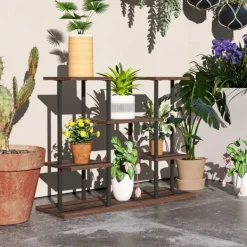 Best Rootz Flower Stand med 4 nivåer - 4 -stegs växtstativ - Blommorpotthållare - Stable & Elegant - 80 cm x 24 cm x 61,5 cm Växtställ