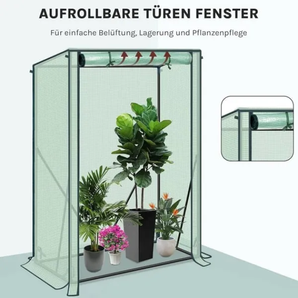Online Rootz Foil Greenhouse - Plant Shelter - Weather Protection - UV Resistant - Steel & PE Tarpaulin - 100x50x150/132 cm Växthus