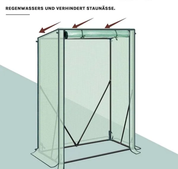 Online Rootz Foil Greenhouse - Plant Shelter - Weather Protection - UV Resistant - Steel & PE Tarpaulin - 100x50x150/132 cm Växthus