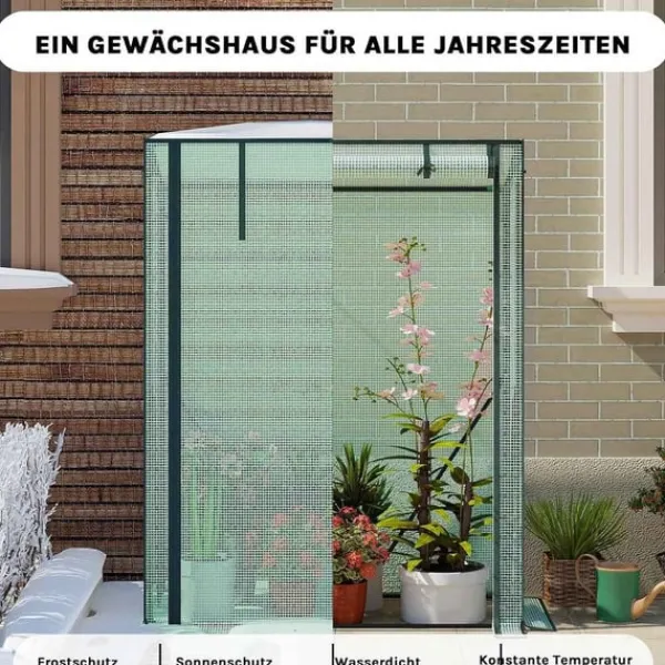 Online Rootz Foil Greenhouse - Plant Shelter - Weather Protection - UV Resistant - Steel & PE Tarpaulin - 100x50x150/132 cm Växthus