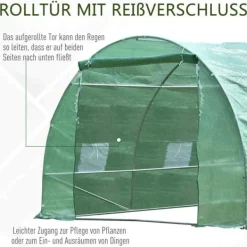 Online Rootz Folie Växthus - Tomat Växthus - Tunnel Kall Ram - Växthus - Tomat Folie Växthus - Grön - 590 X 300 X 200 CM Växthus