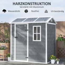Rootz Garden House - Tool Shed - Outdoor Equipment Storage - Weatherproof and Låsbar - 186 cm x 130 cm x 199 cm