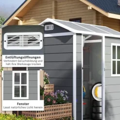 Rootz Garden House - Tool Shed - Outdoor Equipment Storage - Weatherproof and Låsbar - 186 cm x 130 cm x 199 cm