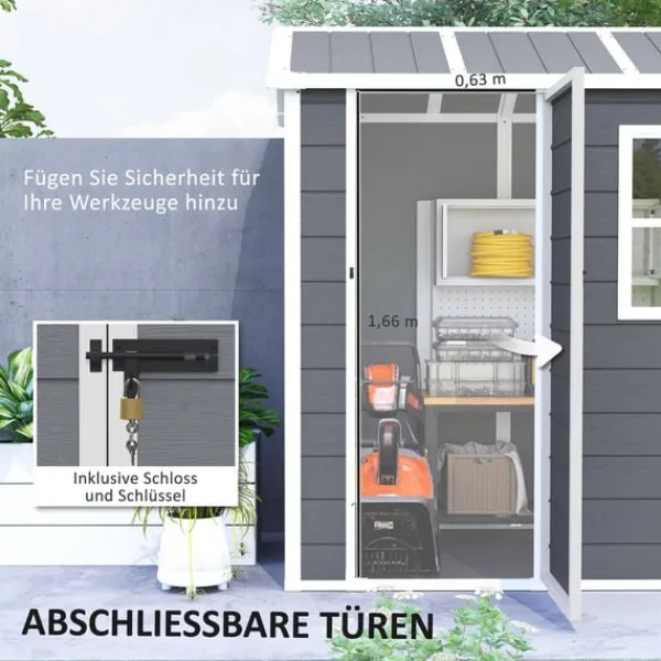 Rootz Garden House - Tool Shed - Outdoor Equipment Storage - Weatherproof and Låsbar - 186 cm x 130 cm x 199 cm