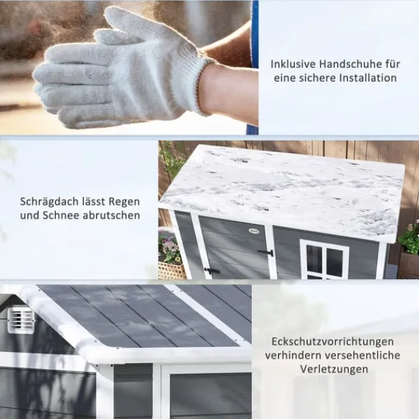 Rootz Garden House - Tool Shed - Outdoor Equipment Storage - Weatherproof and Låsbar - 186 cm x 130 cm x 199 cm