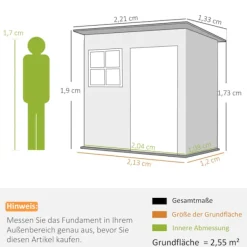 Hot Rootz Garden Shed - Garden House - Outdoor Storage - Låsbar stålstruktur - 221 cm x 133 cm x 190 cm Skjul, Garage & Carports