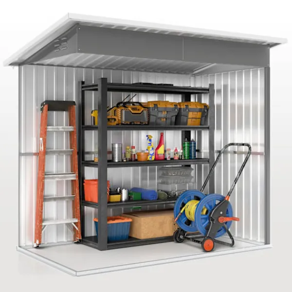 Hot Rootz Garden Shed - Garden House - Outdoor Storage - Låsbar stålstruktur - 221 cm x 133 cm x 190 cm Skjul, Garage & Carports