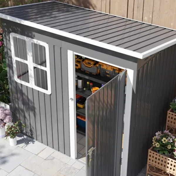 Hot Rootz Garden Shed - Garden House - Outdoor Storage - Låsbar stålstruktur - 221 cm x 133 cm x 190 cm Skjul, Garage & Carports