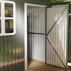 Hot Rootz Garden Shed - Garden House - Outdoor Storage - Låsbar stålstruktur - 221 cm x 133 cm x 190 cm Skjul, Garage & Carports