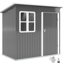 Hot Rootz Garden Shed - Garden House - Outdoor Storage - Låsbar stålstruktur - 221 cm x 133 cm x 190 cm Skjul, Garage & Carports