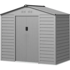 Clearance Rootz Garden Tool Shed - Stålförvaring - Låsbar förvaring - Vattentät och ventilerad - 213 cm x 131 cm x 192 cm Skjul, Garage & Carports
