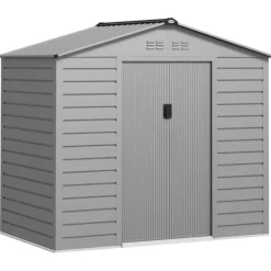 Clearance Rootz Garden Tool Shed - Stålförvaring - Låsbar förvaring - Vattentät och ventilerad - 213 cm x 131 cm x 192 cm Skjul, Garage & Carports