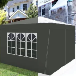 Outlet Rootz Gazebo Pop-Up-tält - Vattentät Pagoda - Solskydd - UV-skydd, Regnbeständig, Enkel installation - Metall och 210D Oxford-tyg - 3 x 3 m Grå Tält & Lusthus