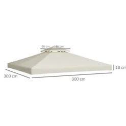 Rootz Gazebo Roof - Replacement Roof - Garden Gazebo - Party Tent - Garden Tent - Cream/white