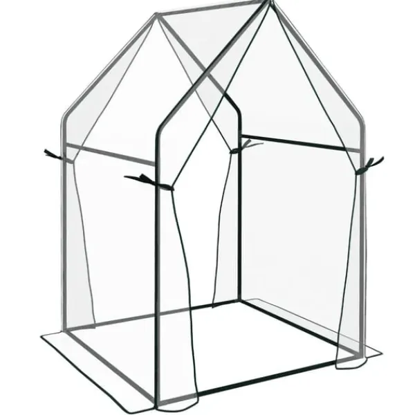 Discount Rootz Greenhouse - Cold Frame Greenhouse - Film Greenhouse - Mini Greenhouse - Stål - Plast - Transparent + Svart - 90 cm x 90 cm x 145 cm Växthus