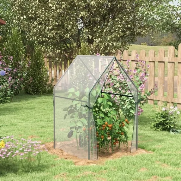 Discount Rootz Greenhouse - Cold Frame Greenhouse - Film Greenhouse - Mini Greenhouse - Stål - Plast - Transparent + Svart - 90 cm x 90 cm x 145 cm Växthus