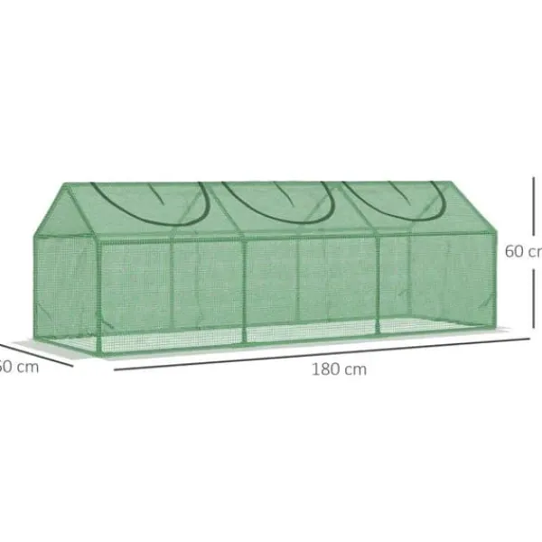 Rootz Greenhouse - Väderbeständig - Roll Up Windows - Grön - 180cm x 60cm x 60cm