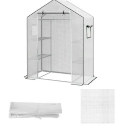 Rootz Greenhouse Film Cover - UV -skyddad ersättning tarp - tårbeständig plast - 140x73x190cm vit