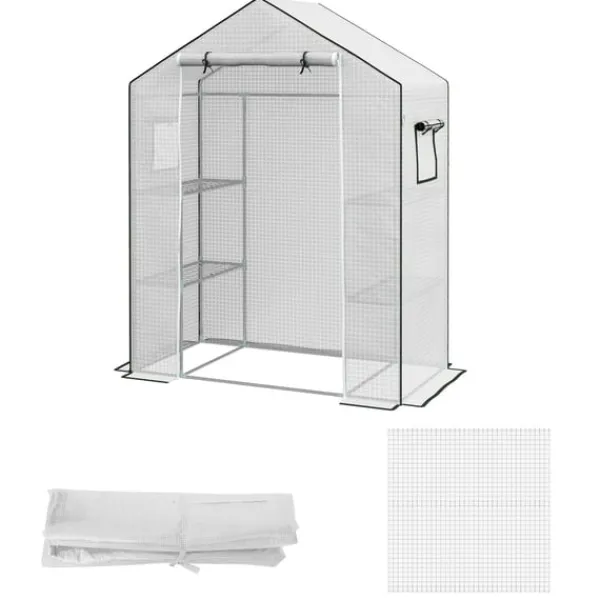 Rootz Greenhouse Film Cover - UV -skyddad ersättning tarp - tårbeständig plast - 140x73x190cm vit