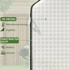 Rootz Greenhouse Film Cover - UV -skyddad ersättning tarp - tårbeständig plast - 140x73x190cm vit