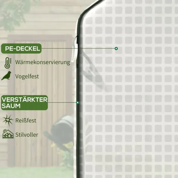 Rootz Greenhouse Film Cover - UV -skyddad ersättning tarp - tårbeständig plast - 140x73x190cm vit