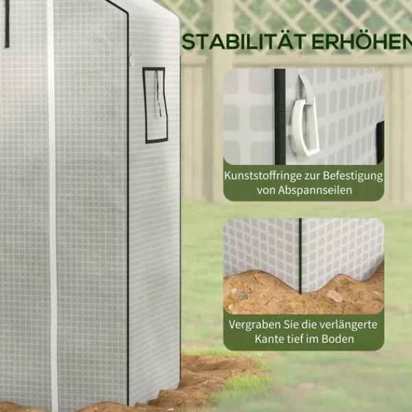 Rootz Greenhouse Film Cover - UV -skyddad ersättning tarp - tårbeständig plast - 140x73x190cm vit