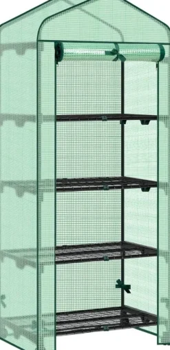 Rootz Greenhouse With Rollers - Foil Shelter - Plant Grow House - Skyddar från UV & Frost - 70x163x50cm, grönt, svart Växthus