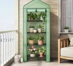 Rootz Greenhouse With Rollers - Foil Shelter - Plant Grow House - Skyddar från UV & Frost - 70x163x50cm, grönt, svart Växthus