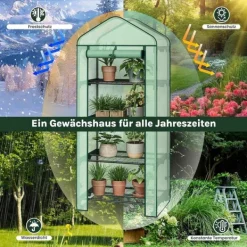 Rootz Greenhouse With Rollers - Foil Shelter - Plant Grow House - Skyddar från UV & Frost - 70x163x50cm, grönt, svart Växthus