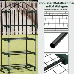 Rootz Greenhouse With Rollers - Foil Shelter - Plant Grow House - Skyddar från UV & Frost - 70x163x50cm, grönt, svart Växthus