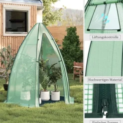 Clearance Rootz Growhouse - Plant House - Greenhouse - Winter Protection - 130 GSM PE - 160x180x160cm - Transparent, grön Växthus