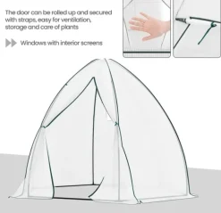 Rootz koniskt växthus - Trädgårdsväxthus - Växthus - Väderbeständig, hållbar struktur, Optimal ventilation - 240cm x 200cm x 240cm / 160cm x 180cm x 1 | CDON