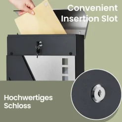 Rootz Mailbox - Letter Holder - Mail Shelter - Weather Protection - Rostfritt stål - 37 cm x 10,5 cm x 37 cm - Silverantracit Postlådor & Brevlådor