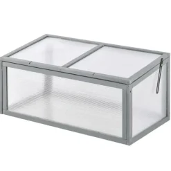 Rootz Miniväxthus - Trädgårdsväxthus - Trä + Polykarbonat - Grå - 90 x 46 x 40 cm