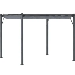 Rootz Pergola - Pergola Med Skjuttak - Aluminium - Polyester - Trädgård - Terrass - Balkong - Kolgrå - Mörkgrå - 300 x 300 x 223 cm Valvbågar, Spaljéer, Bersåer & Pergolor