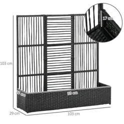 Discount Rootz Plant Kruka - Blomlåda - Planteringskärl med spaljé - Väderbeständig PE-harts och stål - 103cm x 103cm x 29cm - Enkel montering - Snygg & funkti | CDON Krukor & Växtbehållare